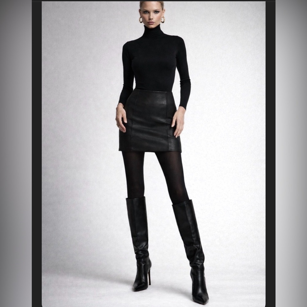 Frame Black Leather Mini Skirt